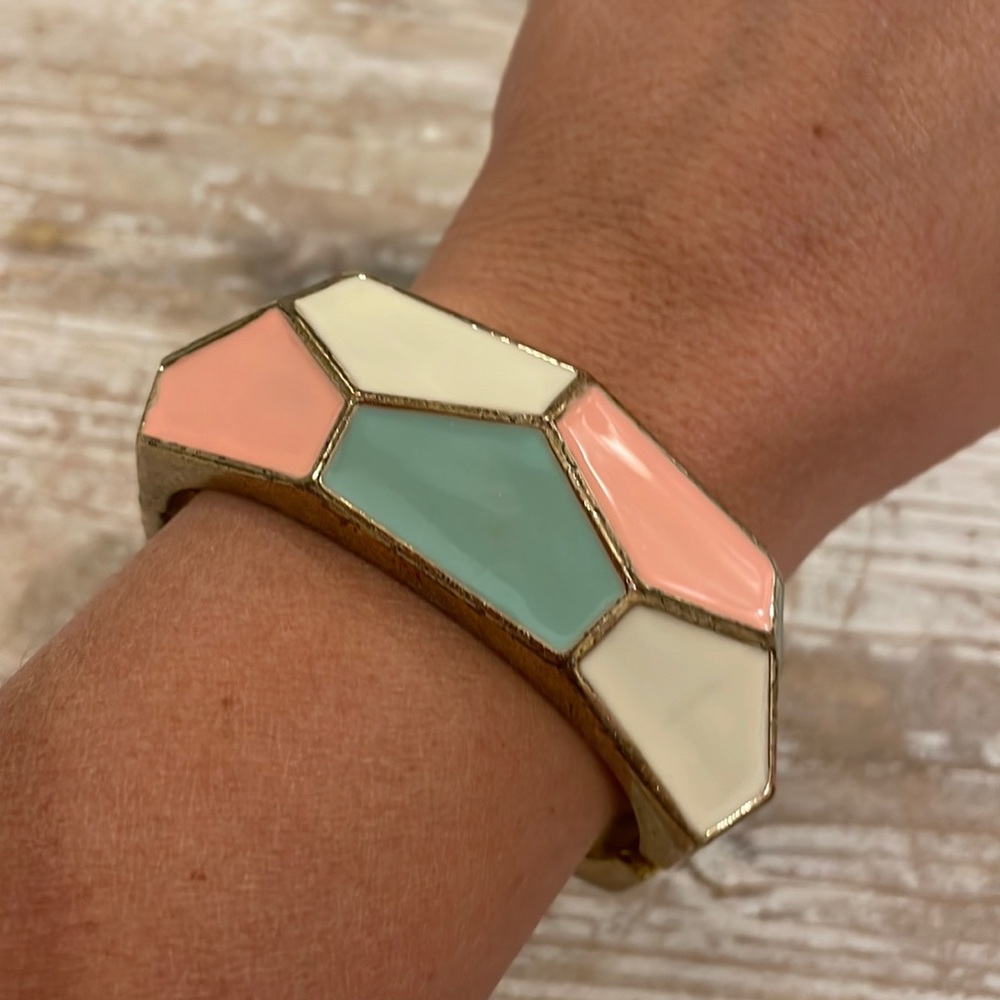 Amrita Singh Gold Tone Pastel Cuff Statement Bracelet Vintage